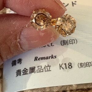 18K Radiant Gold Brown Natural Diamond Earrings with Certificate